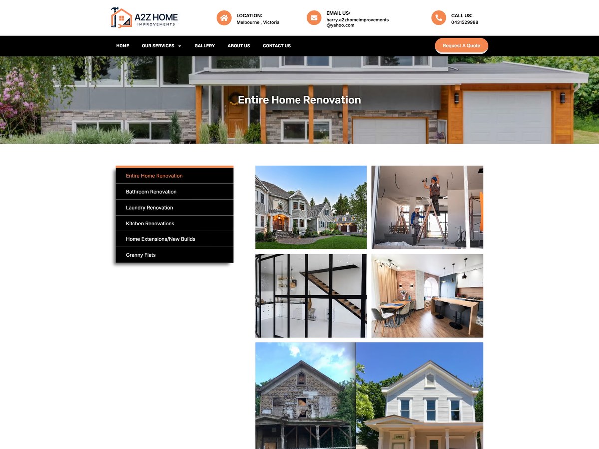 Website development for a home improvement company