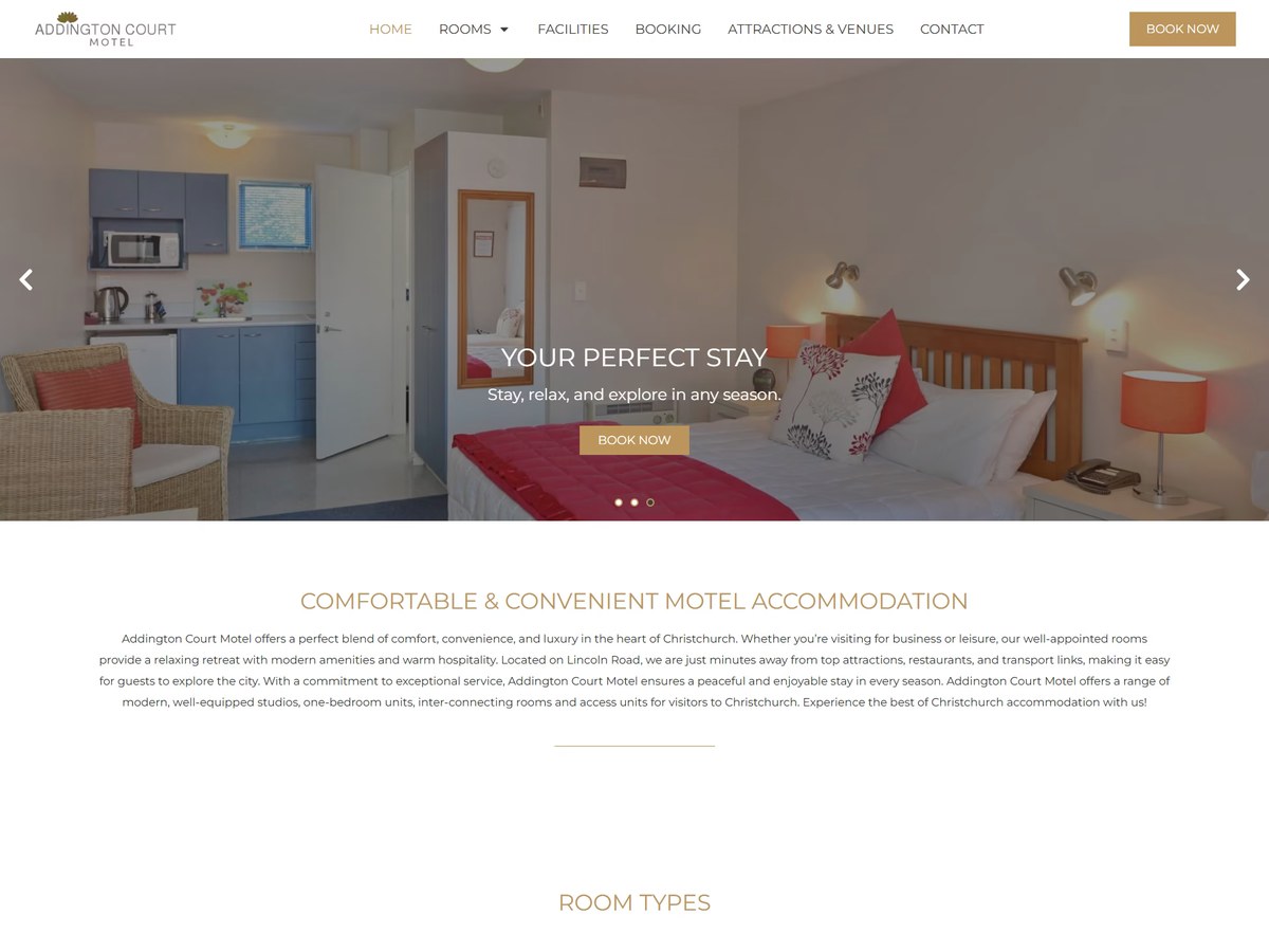 Website development with online booking for a motel